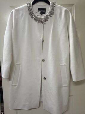 Express Women's White Jeweled Collar Coat